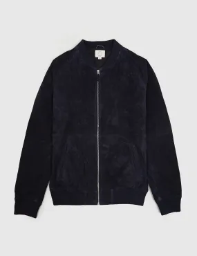 Suit Eleven Suede Bomber Jacket - Dark Navy Blue