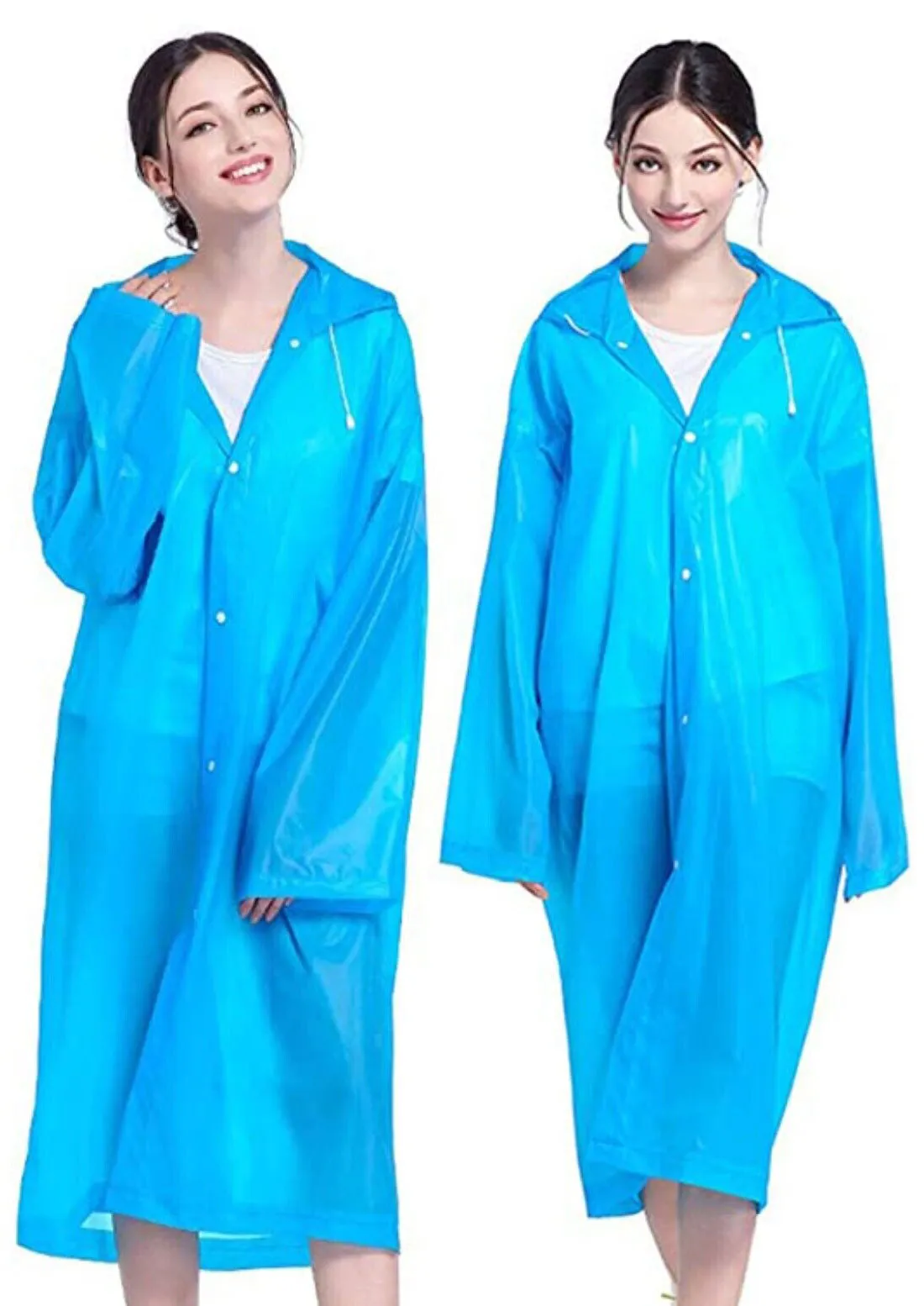 Unisex Adult Waterproof PEVA Raincoat Hooded Jacket Poncho Rainwear (3 Pack)