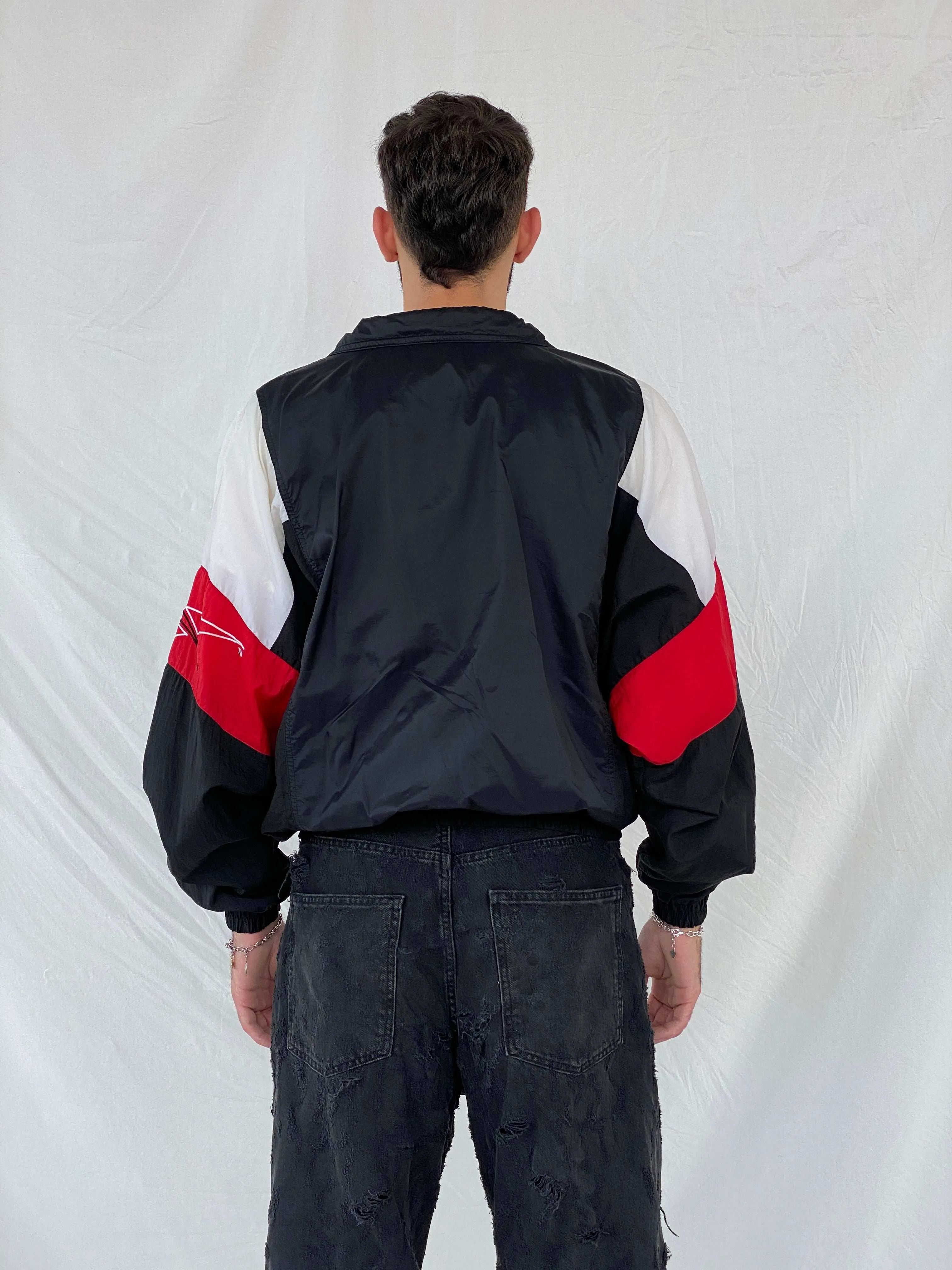 Vintage 90s Reebok Black and Red Windbreaker Jacket