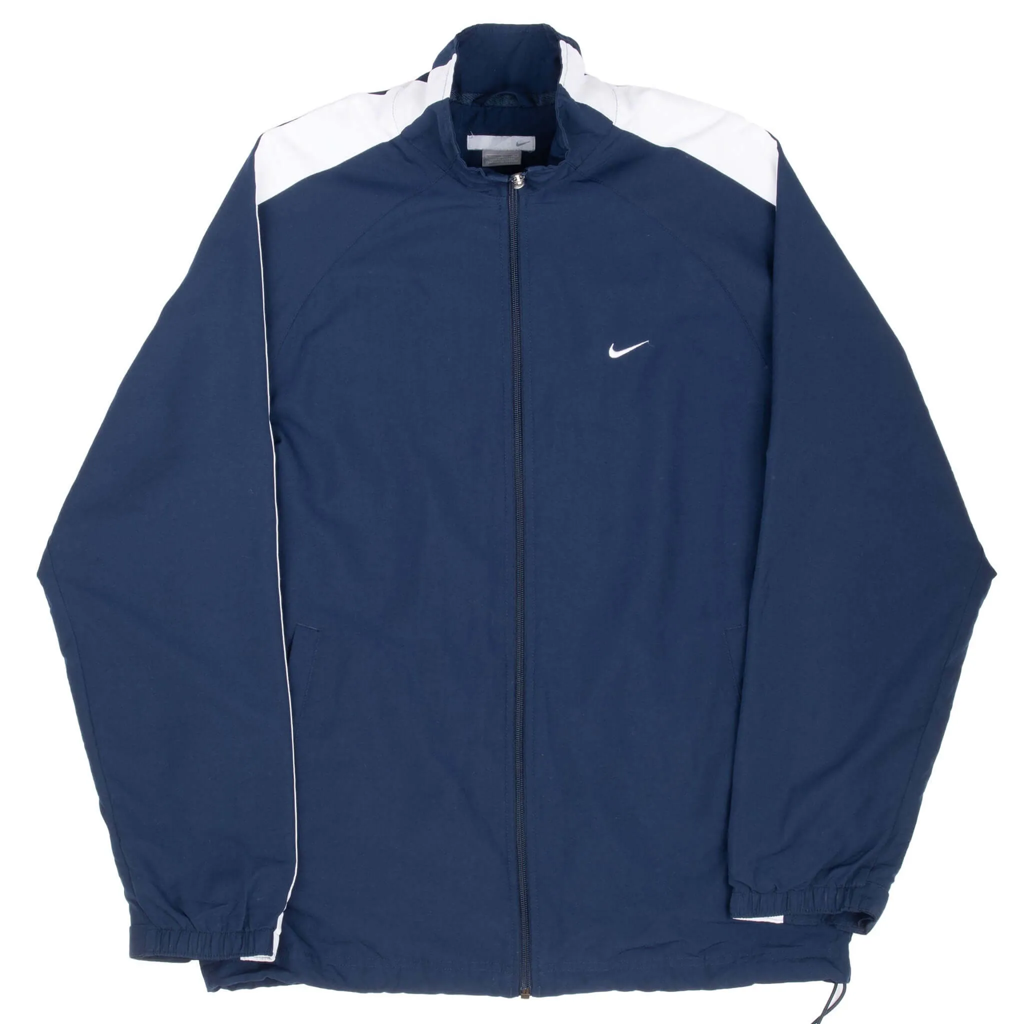 VINTAGE NIKE CLASSIC SWOOSH BLUE WINDBREAKER JACKET 2000S LARGE