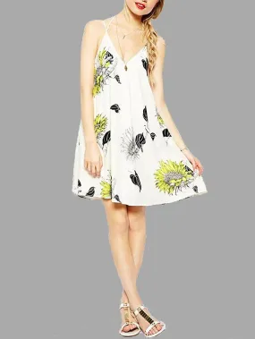 Wholesale Backless V-Neck Floral Print Dresses