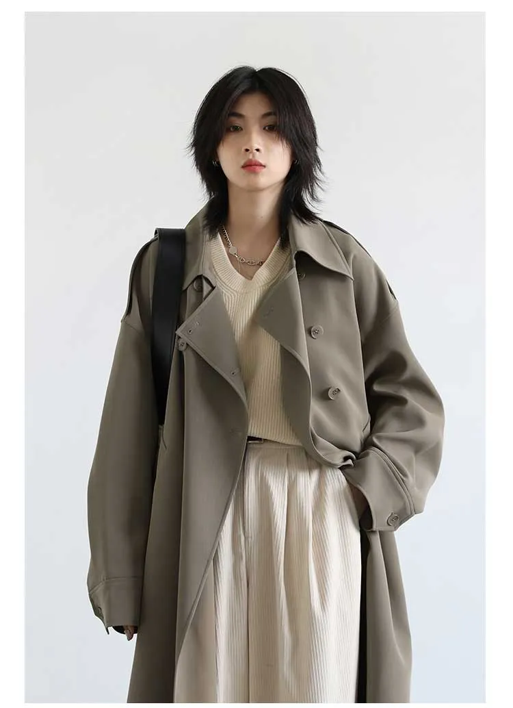 Wjczt Women Trench Coat Solid Casual Loose Double Breasted Belt Long Windbreaker Overcoat Overknee Female Spring Autumn 2022