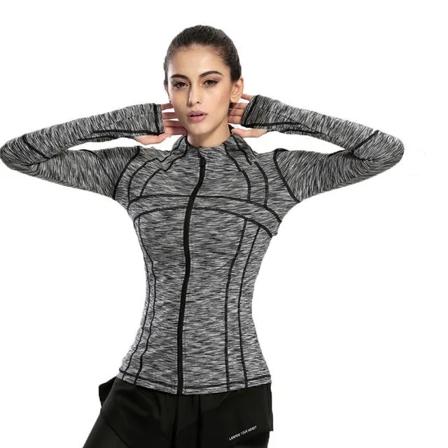 Women Sports Yoga Zipper Running Jackets Fitness Gym Training