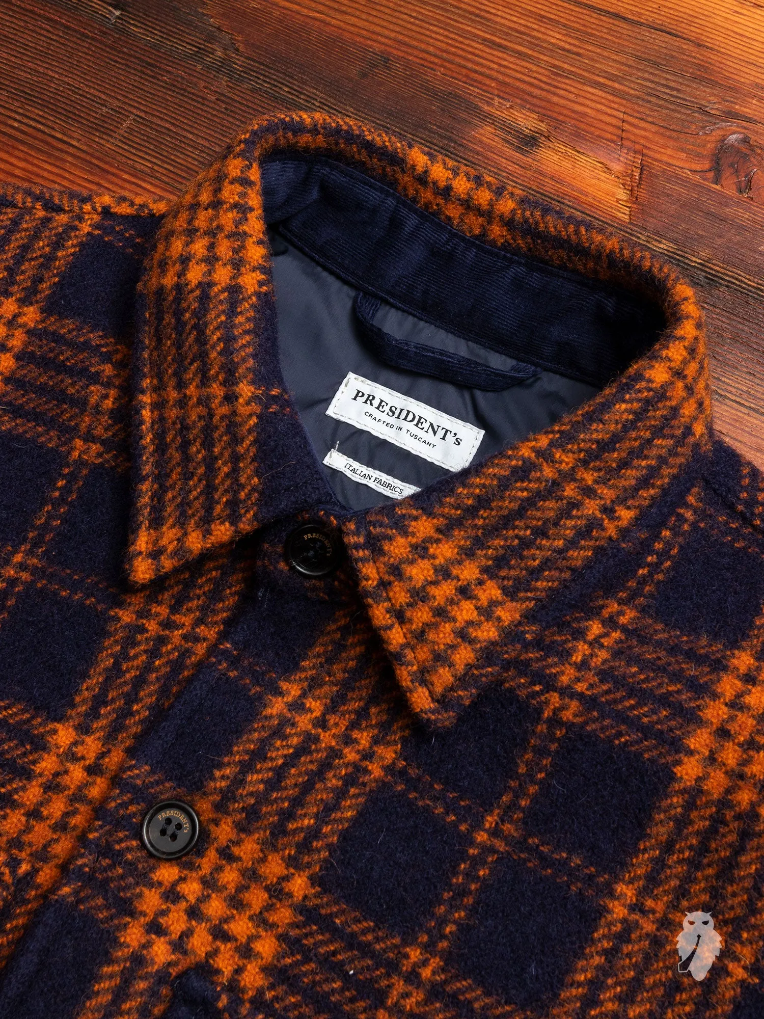 Wool Check Field Jacket in Navy