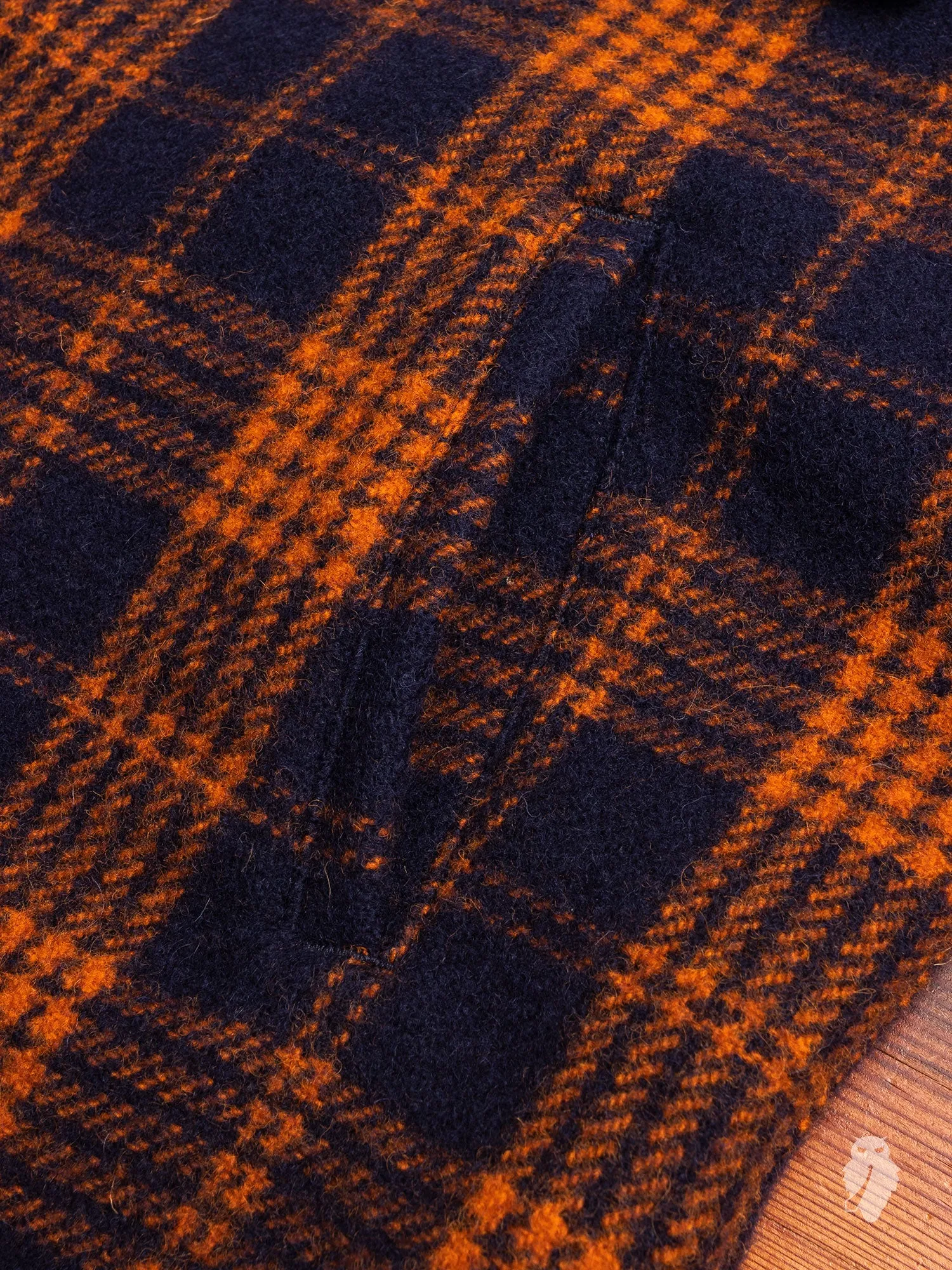 Wool Check Field Jacket in Navy