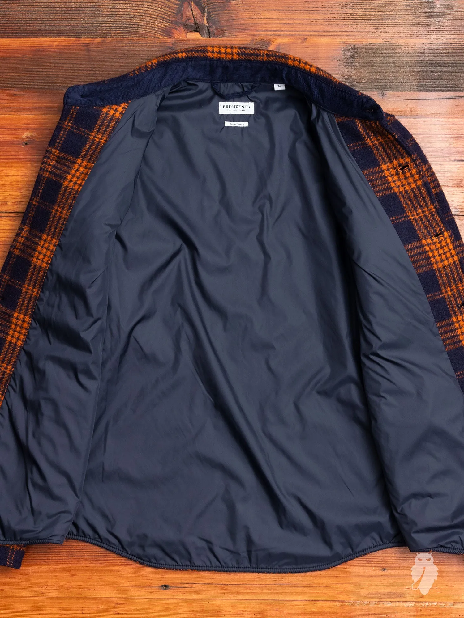 Wool Check Field Jacket in Navy